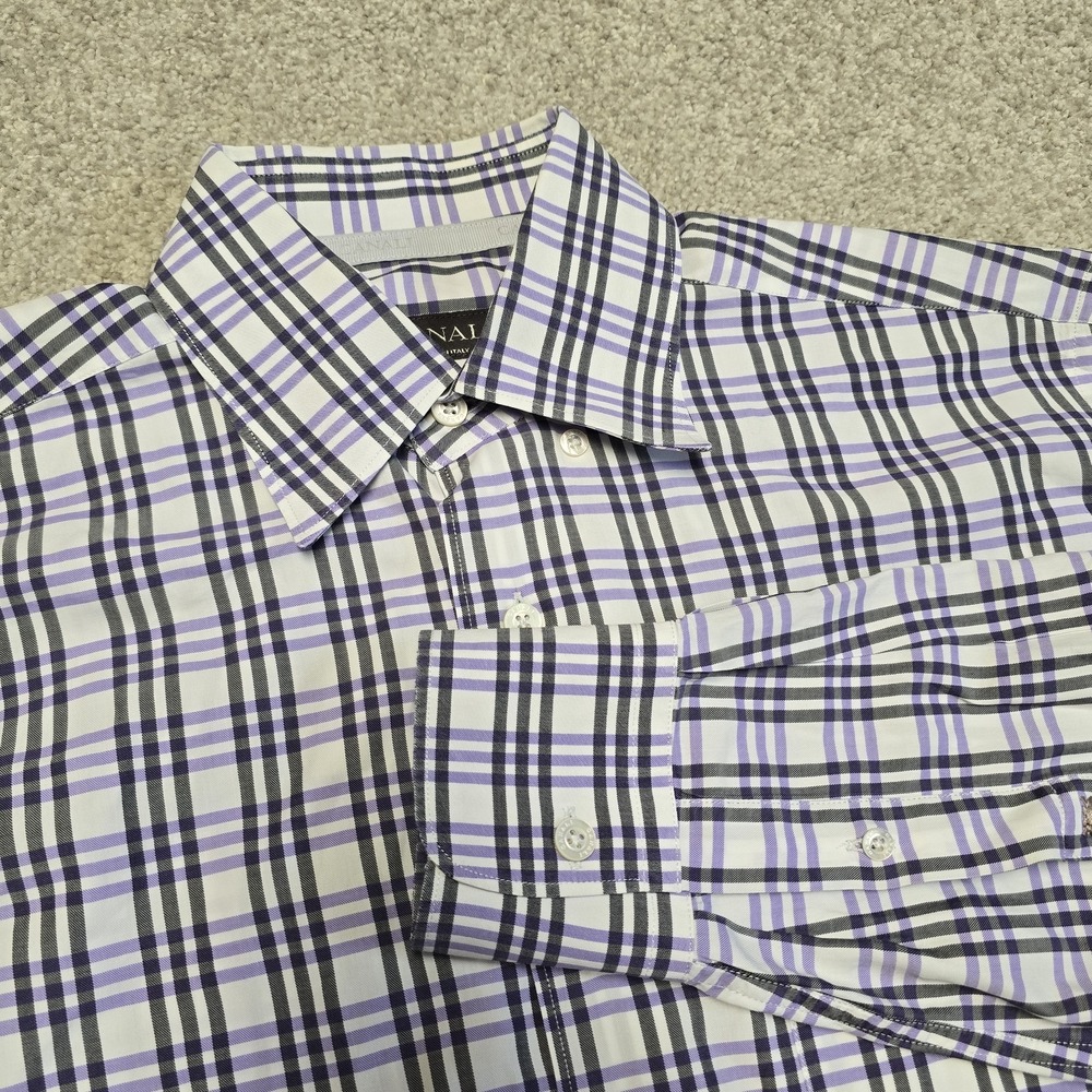 CANALI Shirt Mens Purple Black Plaid Button Down Long Sleeve Italy Sz M Office
